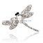 Black Rhinestone And Crystal Dragonfly Brooch