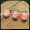 LFD-0044B Wholesale Shell Beads Engraved Flowers Pink Round Tube Connector Paved Crystal Rhinestone Spacer Beads Jewelry