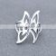 Stainless Steel Butterfly Filigree Ring - Silver Color