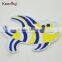 vivid blue and yellow lovely embroidery fish patch for children decoration WEF-062