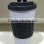 BPA free Plastic Coffee Mug with Silicone Band Plastic Double Wall Coffee Bottle with Locking Lid