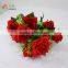 12 heads 60cm length silk red rose grave rose arrangement with petal edge print