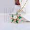 Best selling fashion metal gold plated green gem flower pendant
