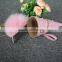 Customized Gift Fox Fur Pompom Bag Genuine Luxury PU Leather Tote Bag
