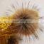 Ladies Acrylic Jacquard Knitted Glove With Real Raccoon Fur Pompoms Pearl Decorated