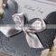 Luxury Western Romantic Dark Grey Satin Ribbon Wedding Invitation Cards