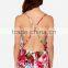 Fashionable V neck bare back floral print women romper ladies jumpsuit