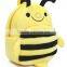 Kids school backpack plush toy yellow Bee backpack,kids backpack 2016