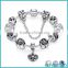 Custom 925 Sterling Silver Heart Sexy Charm Bracelet with Safety Chain & Black Beads for Women ,Bracelet Charm