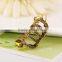 Retro Bronze Anti-Silver Zipper Hollow Stripe Half Circle Earring Clip Piercing Smoky Quartz Beads Cuff Earring For Women