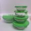 5 pieces glass mixing bowl set with colorful plastic lid
