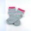 Factory cotten hot sale cute grey color women socks red color in the welt