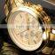 Luxury Brand Auto Date Gold Steel Strap Quartz Analog Ladies Watch