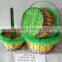 Easter/Spring Bamboo Basket Lined with Colorful Feather
