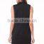 Women's Black Lapel Sleeveless Pockets Blazer