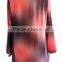 Multi Color Print Round Collar Long Sleeve Chiffon Shirt with Front Strip Blouse Tunic Dress