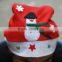 red color happy design funny kids christmas hats with white ball