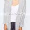 Women Plus-Size Loose Open Front Stitch & Pieces Cocoon Bat Sleeve Plain Stitch Knitwear Cardigan Gray Sweater