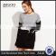 Color Block Drop Shoulder Pockets Sweater Dress Long Sleeve Boat Neck Casual Cotton Blend Sweater