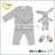 Factory supply new fashion plain grey cotton newborn baby rompers clothing set