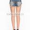 Latest Classic Stone Washed Denim Shorts Sexy Women Shorts With Lace Trim