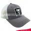 grey canvas baseball cap half whtie mesh trucker hat with embroidery patch