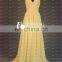 CE753 Exquisite Cap Sleeve V-Neck Deep Low Back Chiffon Yellow Bridesmaid Dresses