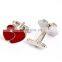 Double Red Heart Fingerprint Men Shirt Wedding Cufflinks