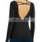 Women's Cowl Back Long Sleeve Workout Yoga Shirts Tee clothing