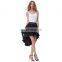 Belle Poque Vintage Retro Lace Satin Elastic Waist Asymmetrical High-Low Black Skirt BP000329-1