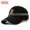 Hot sale metal Buckle Black custom Baseball Cap with Leather Patch