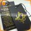 Hot sale custom black card paper hang tag/gold foil center folded swing tag