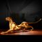 golden bronze leopard statue, the posture is vigorous and domineering