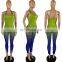 Gradient Sleeveless Halter Neck Open Back Elastic Waist Sport Women Flare Jumpsuits Rompers Elegant One Piece Overalls