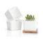 cheap white silk screen printing small square cube geometric ceramic succulent planter manufacturing with bamboo trays