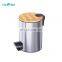 Entry-level basic 3L 5L 12L 20L 30L stainless steel round pedal bin bamboo lid soft close inner bucket home bathroom kitchen