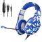 J10 Camouflage blue headphone Game headphone RGB light eat chicken mobile phone esports computer headphone