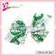 Cheap wholesale hair accessories grosgrain white/green leaf ribbon bow hairpins (SYC-0022)