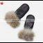 High Quality ladies touchscreen mitten leather gloves with fox fur