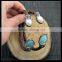 LFD-B0016 Druzy Pearl With Turquoise Pave Rhinestone Leather Bangles Jewelry Finding