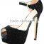 2015 Black women lace stilettos high heel platform shoes fashion women ankle sandals comfortable lady ankle shoes