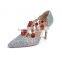 Newest Style Big Brand Rhinestone Pearls Decoration Footwear Bridal Wedding Shoes Pump