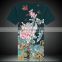 Fashion short sleeve t-shirt with Chinese style flower pattern