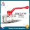TMOK Female BSPP full port brass water ball valve nickel plated PN25 with red aluminum T handle Made in Italy ball valve PTFE