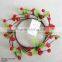 2015 Christmas flower 6.5" Christmas cream red berry candle ring with special plastic flower for christmas decoration