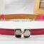 new korea style ladies and women double diamond buckle patent leather slim waist belt for decoration