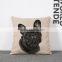 Home Decorative Sofa Cushion Throw Pillow Cases Cartoon Flax Cotton Square Cartoon Dog Pillow Cushion Cover