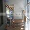 straight glass stairs/carbon steel glass staircase/ steel hand rails stairs