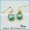 12x23mm Glass Stones With Gold Cubic Zirconia Hook Earrings