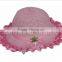 Bowknot lace decorated round straw hats for children summer sunshade
